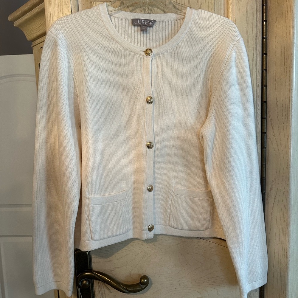 J. Crew Cream Button-Up Cardigan